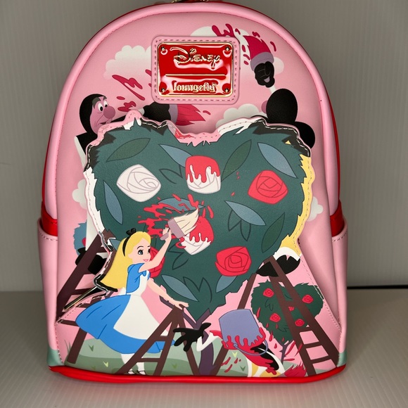 Loungefly Disney Alice in Wonderland Red Roses Backpack and Wristlet Bundle - Picture 2 of 12